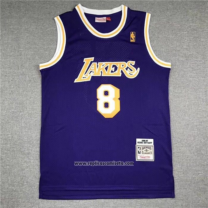 Camiseta Los Angeles Lakers Kobe Bryant #8 Mitchell & Ness 1996-97 Violeta
